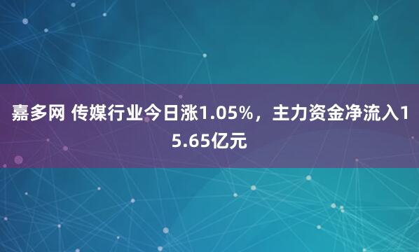 嘉多网 传媒行业今日涨1.05%，主力资金净流入15.65亿元