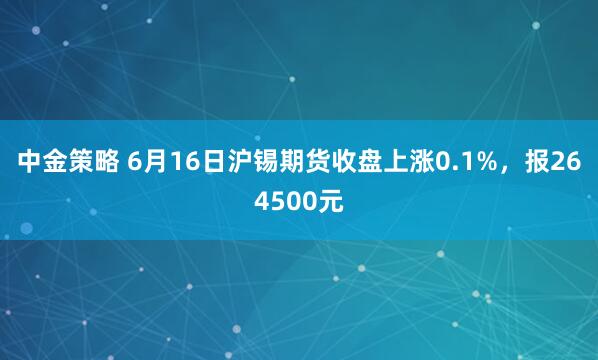 中金策略 6月16日沪锡期货收盘上涨0.1%，报264500元